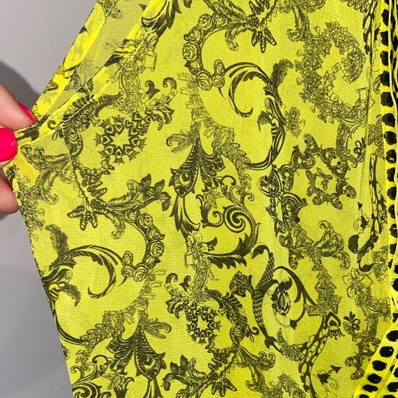Versace Neon Yellow and Black Patterned Blouse - Picture 11 of 16